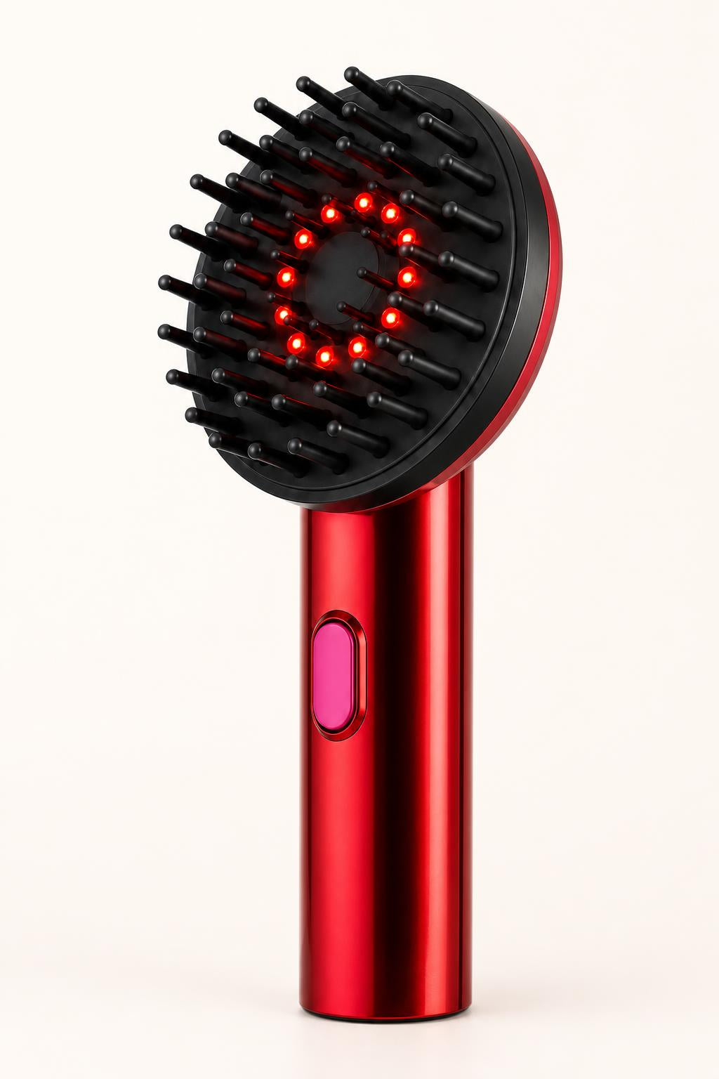 Peine Masajeador Capilar con Luz Roja y EMS - foto de producto sobre fondo beige premium